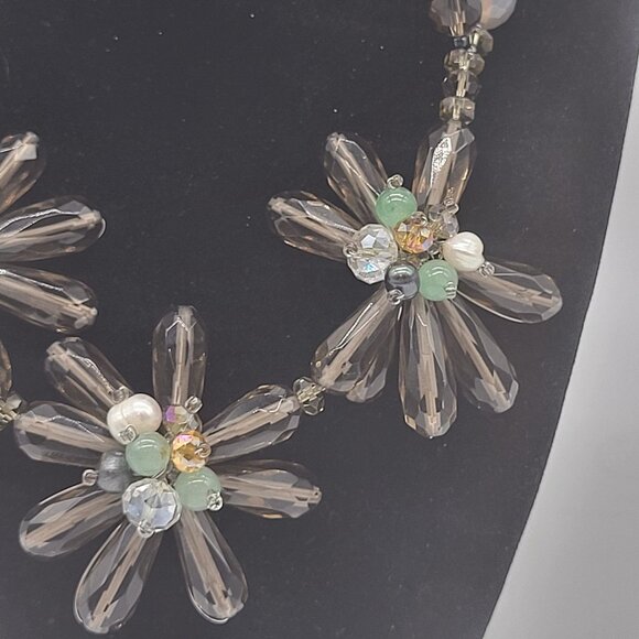 VTG Nakamol Thailand Handmade Floral Necklace Wire Wrapped Beaded Statement - Picture 4 of 13